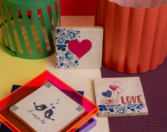 DIY tile with frame valentine theme