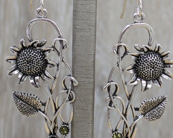 Flower with crystal accents earrings