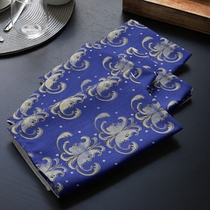 Cloth Napkin Set with Venetian Moons Pattern on Ultramarine Blue