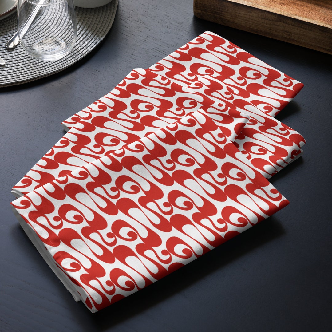 Red Serpentine Pattern Christmas Cloth Napkin Set - Etsy