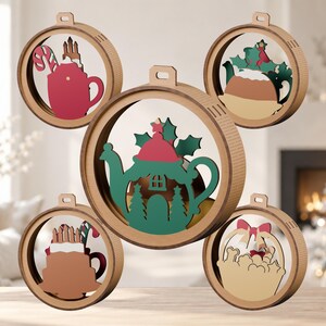 Paquete de archivos SVG para adornos navideños de repostería: 15 diseños cortados con láser a doble cara.