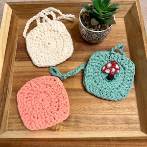 Granny Square Pouch: Hand Crocheted AirPod Case, Key Fob Charm