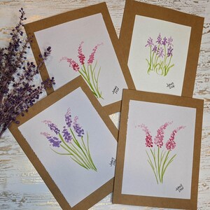 Lavender Bouquet Watercolor Note Cards - Painted, Handmade Cards by Jahnis - One of a Kind Set is Perfect for any Occasion