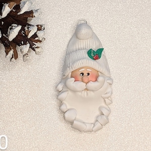 Snow White Santa Ornament: Handmade Polymer Clay Christmas Decoration