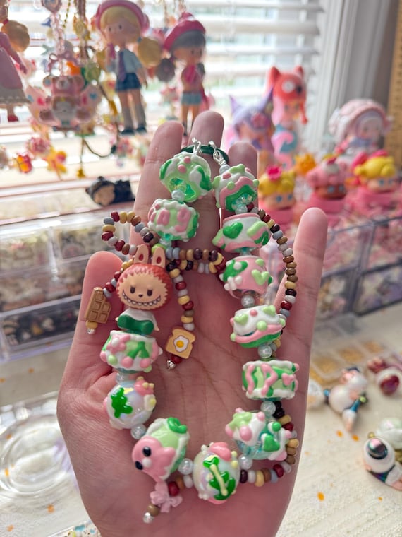 POPBEAN Skullpandaストラップ POPMART ハンドメイド15 Official Skull Panda Pop Bean Popmart Sanrio Handmade Fancy