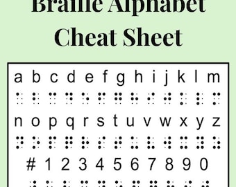 Braille Alphabet Cheat Sheet, Downloadable PDF