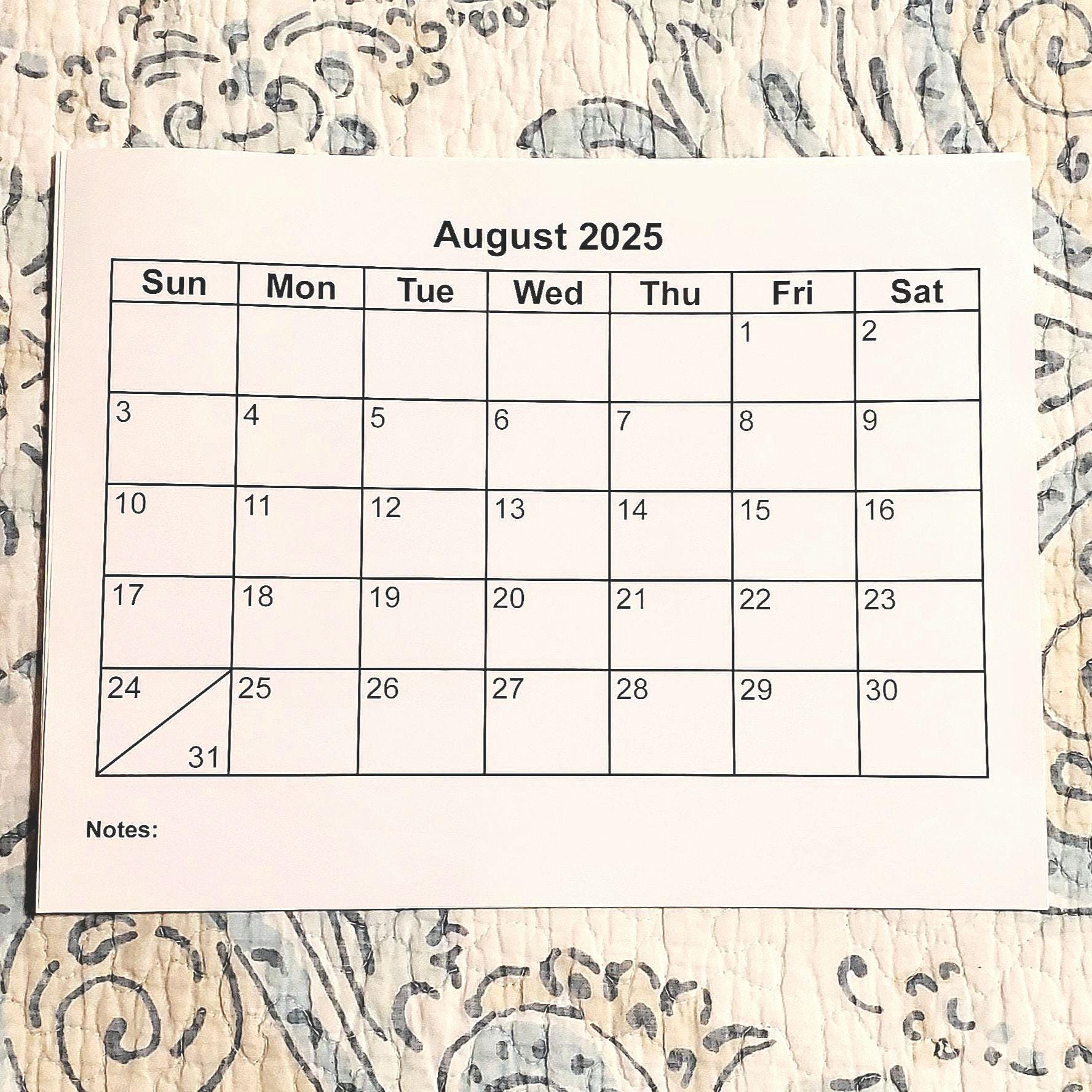 Large Print Calendar, August 2025 to July 2026, 8.5