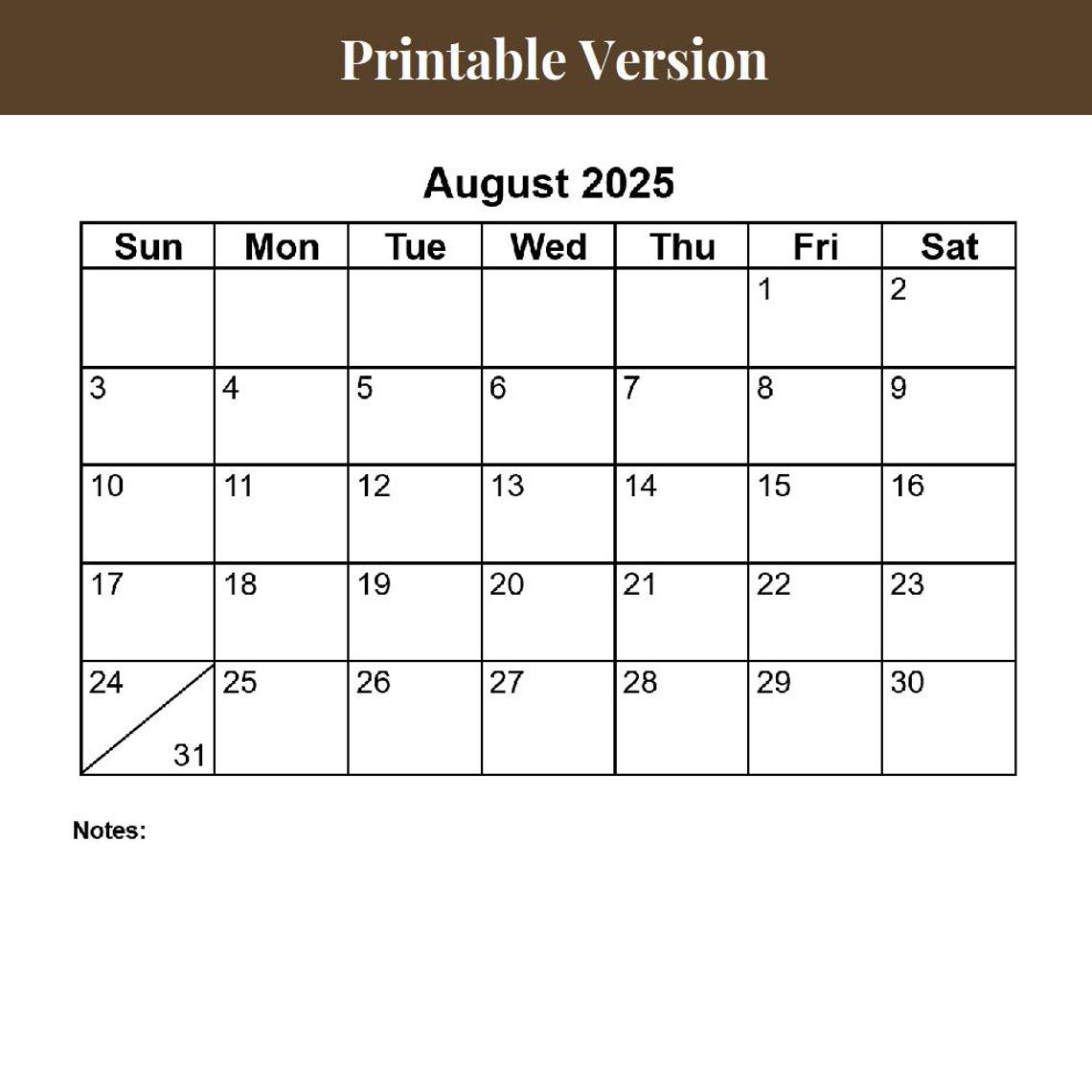 Printable Large Print Calendar, August 2025 to July 2026 - Great for ...