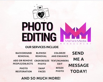 Custom Photo Editing Service: Restoration, Face Swap, Enhance, Colorize, Person Removal (Digital File)