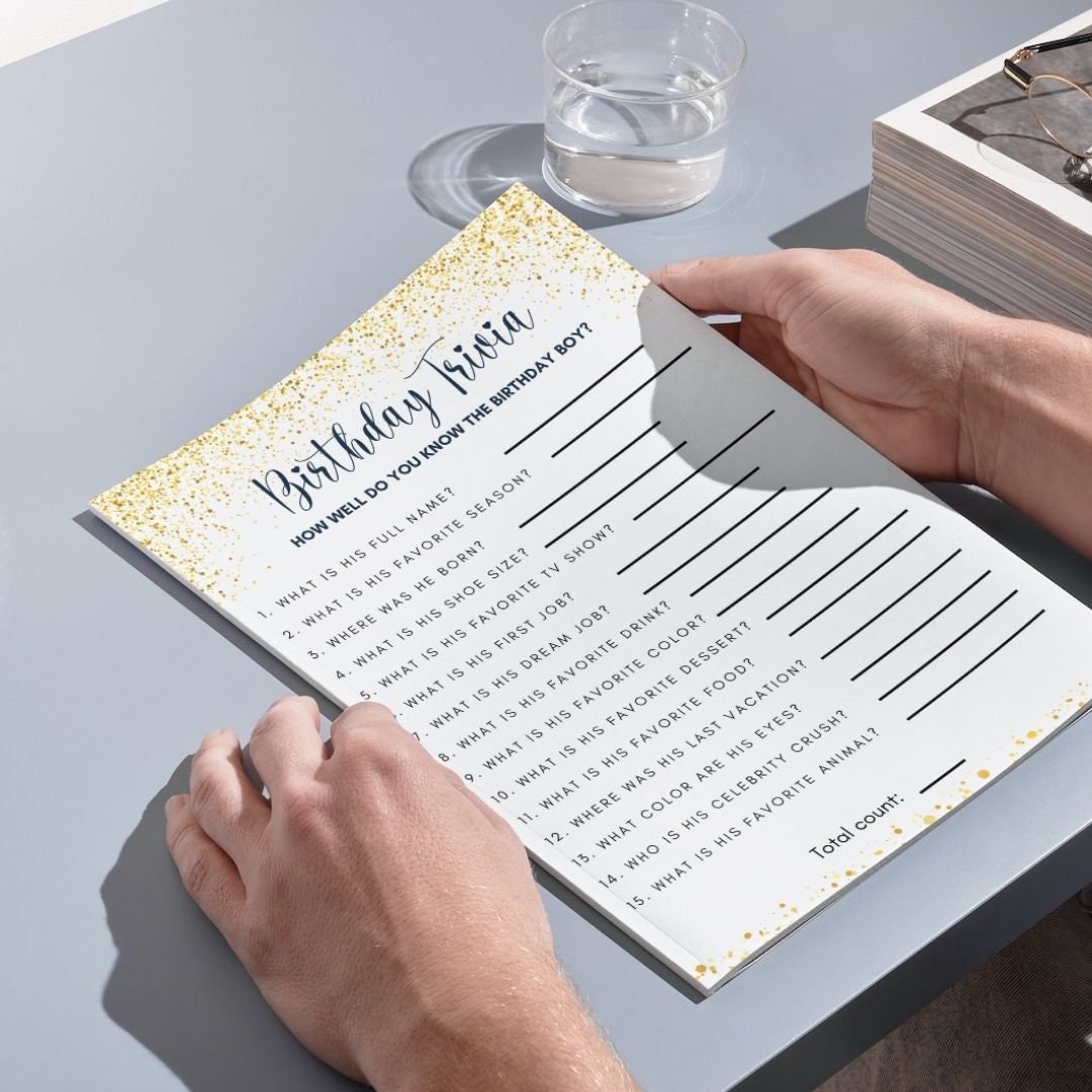 Personalized Birthday Trivia Game, Birthday Party Games, Birthday Boy