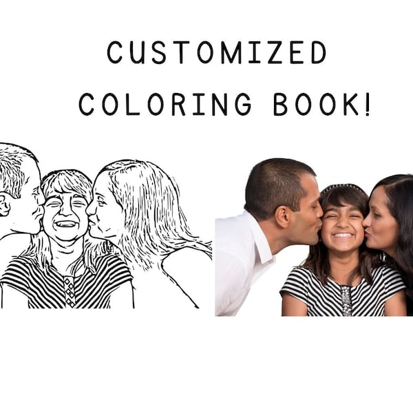 Personalized Coloring Book Pages, Custom Coloring Page, Party Activity Sheet, Photo To Coloring Page, Coloring Page Gift, Birthday Party