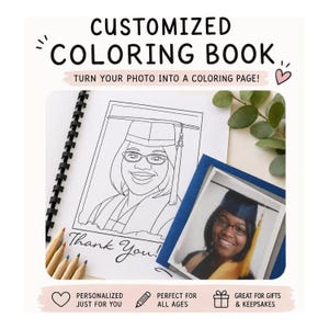 Custom Photo Coloring Book – Personalized Hand-Drawn Outline Pages, Family Keepsake Gift