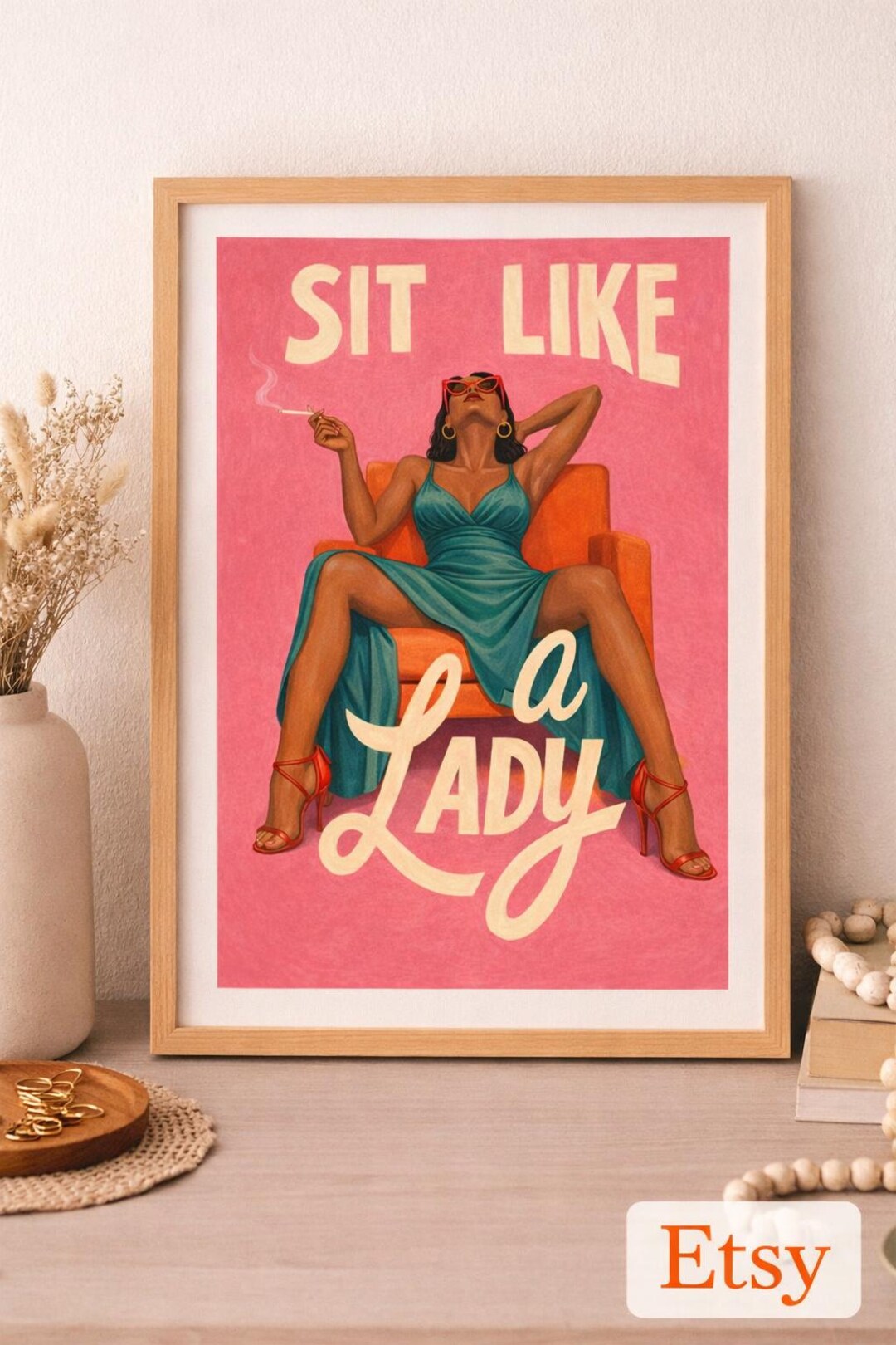 Sit Like Rosa Sit Like a Lady Art Print, Feminist Retro Quote Poster, Bold Woman Wall ...
