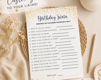 Personalized Birthday Trivia Game: Modern Party Fun (Digital File)