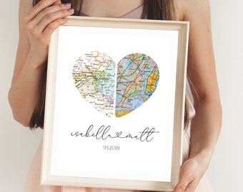 Personalized heart map, Heart print, Anniversary gift, Map print, Custom wedding gift, Paper Anniversary, Map Art, Engagement gift-DIGITAL