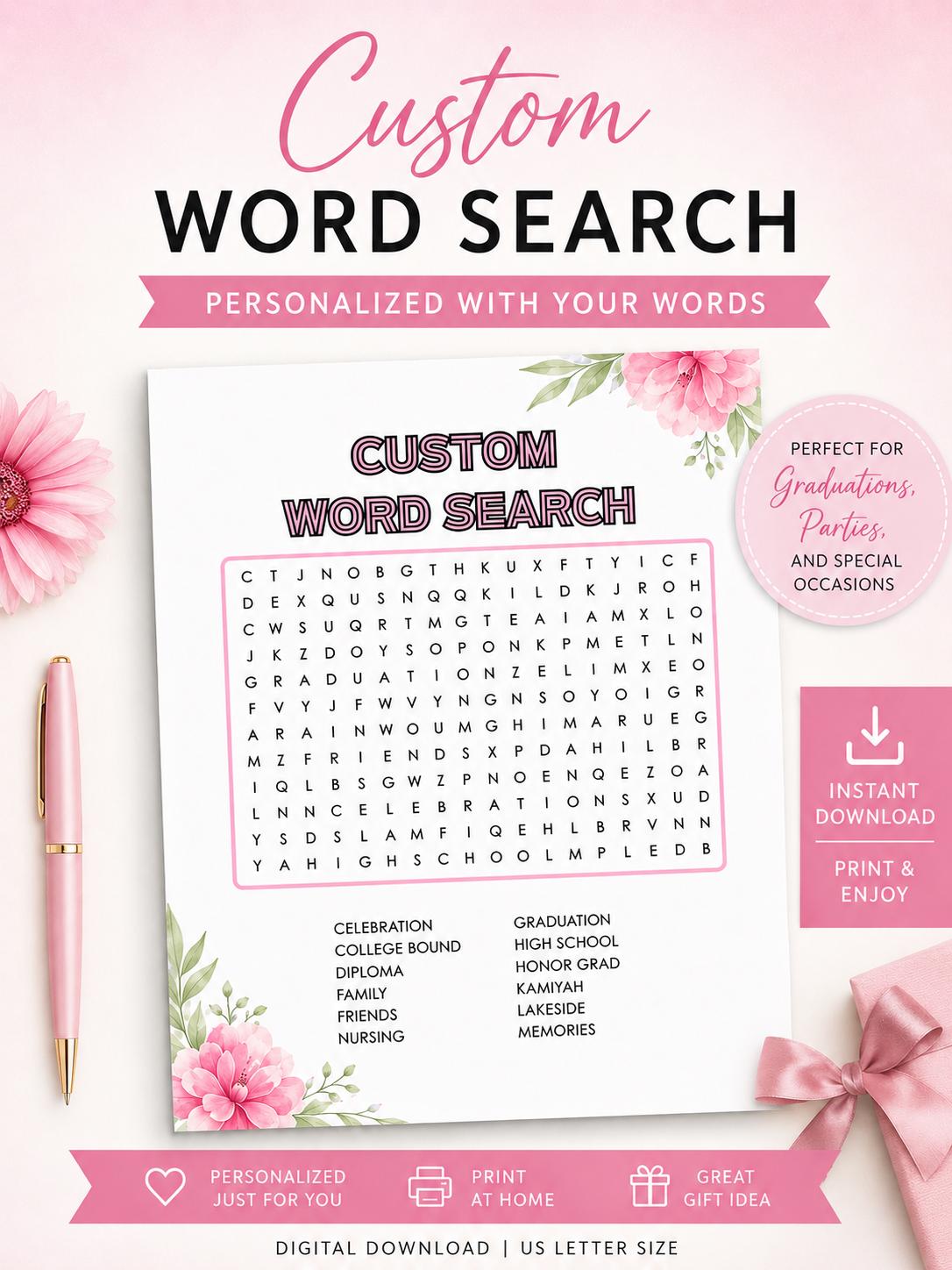 Custom Word Search Puzzle: Personalized Party Game (digital File) - Etsy