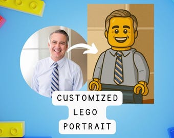 Retrato LEGO personalizado, ilustración de minifigura personalizada (descarga digital)