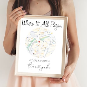 Where It All Began, Custom Gift, Where We Met Map, Anniversary Gift, Heart Map Our Story First Date Gift, The Night We Met, Wedding, Digital