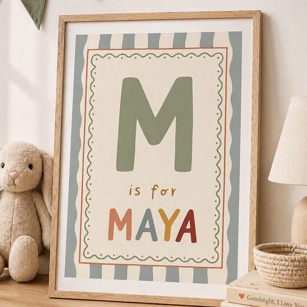 Letras decorativas personalizadas para pared, alfabeto estilo boho para habitación infantil (descarga digital disponible)