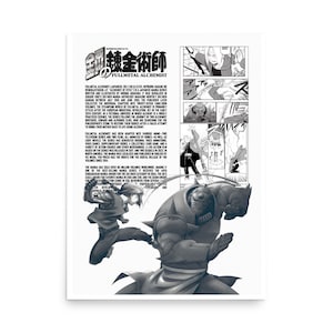 Fullmetal Alchemist Brotherhood Anime Poster - Anime Poster - Minimalist Movie Room - Retro Vintage Home Decor - Anime Wall Art Print