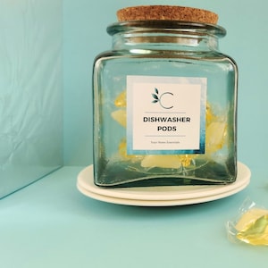 Dishwasher Tablet Storage | Large Dish Pods Jar (54oz/1600ml) | Kitchen Organisation | Laundry & Kitchen Storage | Housewarming Gift