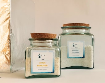 Zestaw słoików do przechowywania prania z recyklingowanego szkła | 500 ml i 1000 ml