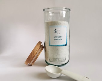 Słoik na proszek do prania | Szkło z recyklingu, hermetyczna drewniana pokrywka