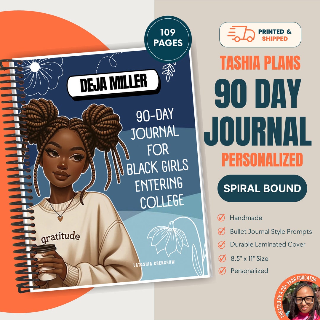 Personalized 90-day Journal for Black Girls Entering College-custom ...