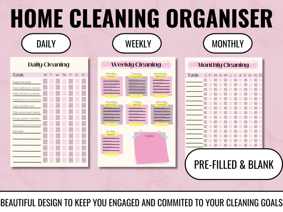 Editable Cleaning Schedule Printable Cleaning Checklist - Etsy