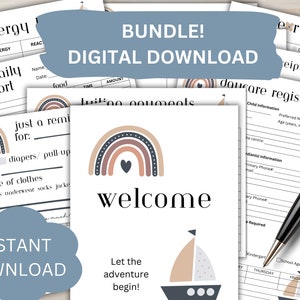 Daycare Enrollment Printable Bundle Daycare Note Home Daycare Digital Printable Daycare Report Baby Log Daycare Paperwork Home Daycare Forms