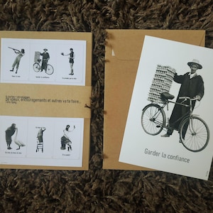 Carte + enveloppe, Vœux, encouragements et autres va te faire..., format A6, noir et blanc, 6 cartes + enveloppes Kraft, humour, Tata Spag