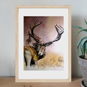 Illustration, affiche, "Le grand cerf", impression couleur