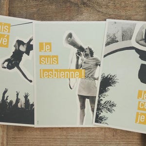 Affiches, cartes, "J'avais essayé", "Je suis lesbienne", "Je suis ce que je suis", impression style vintage, rétro, 13x18cm, LGBT, Tata Spag