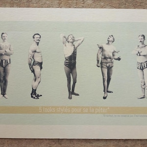 Carte, affiche, "5 looks stylés pour se la péter", style vintage, rétro, humour, 13x18cm, Tata Spag