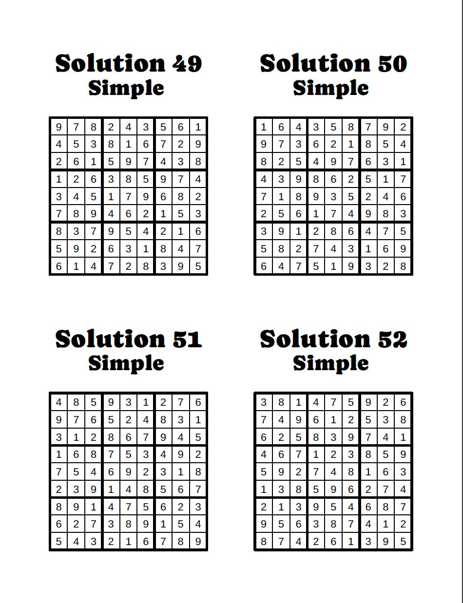 Large Print Sudoku | 400 Printable Sudokus With Solutions | Very Easy ...
