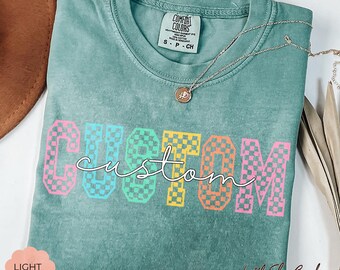 Camiseta personalizada Comfort Colors®, Comfort Colors, texto personalizado, letras universitarias, regalo personalizado