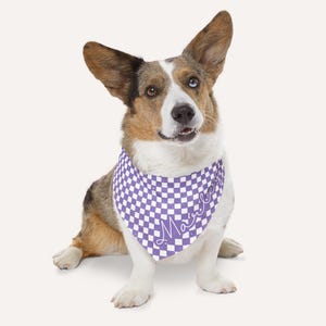 Custom Pet Bandana Checkered Dog Collar, Personalized Pet Name, Matching Dog Shirt and Collar, Checkered Dog Gifts, Dog Mom Gifts