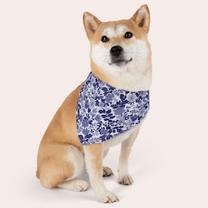 Custom Pet Bandana Floral Toile Dog Collar, Personalized Pet Name, Matching Dog Shirt and Collar, Floral Dog Gifts, Dog Mom Gifts
