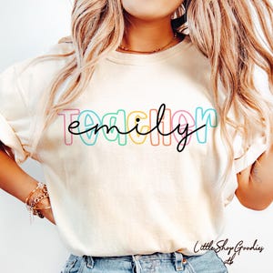 Comfort Colors® Custom Teacher Shirt, Teacher Team Shirts, Personalized School Tshirt, Teacher Gift, Customized Name Teacher Shirt Gifts