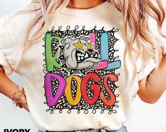 Camiseta de mascota de los Bulldogs Preppy, camiseta de fútbol Comfort Colors®, camiseta para mamás de fútbol, camiseta para el día del juego, camiseta de mascota escolar, camiseta de los Bulldogs