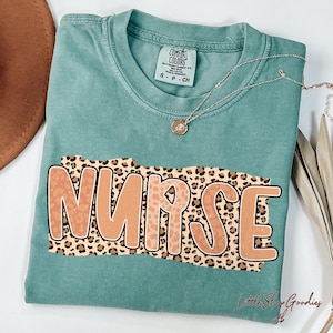 Comfort Colors® Leopard Nurse Shirt, Nurse T-Shirt, RN Shirt, Nursing School Shirt, Registered Nurse Shirt, Nurse Gift