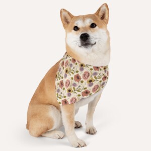 Custom Pet Bandana Floral Wildflower Dog Collar, Personalized Pet Name, Matching Dog Shirt and Collar, Floral Dog Gifts, Dog Mom Gifts