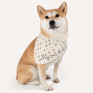 Custom Pet Bandana Floral Daisy Dog Collar, Personalized Pet Name, Matching Dog Shirt and Collar, Floral Dog Gifts, Dog Mom Gifts