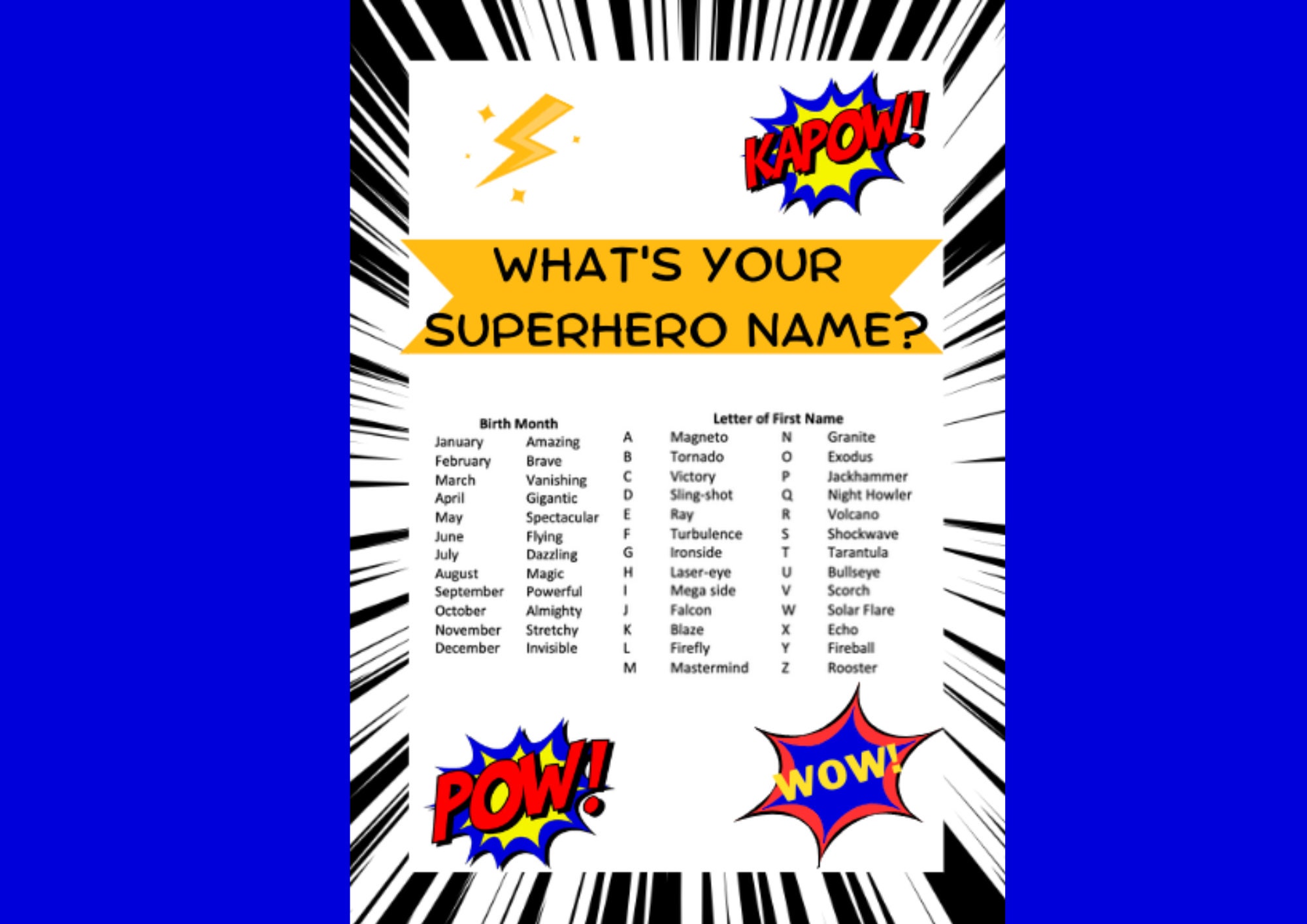 Superhero/Villain Name Generator