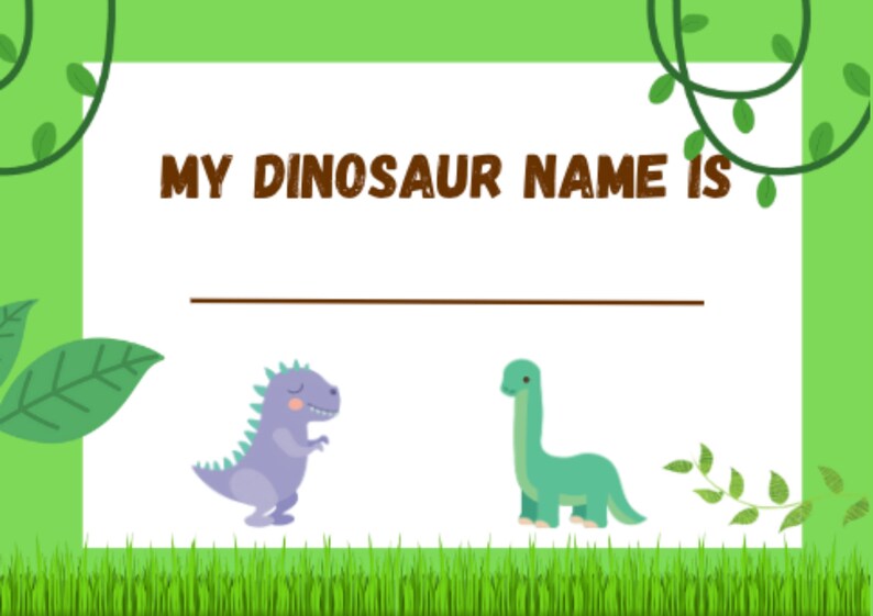 Whats My Dinosaur Name Dinosaur Theme Party Name Generator Etsy