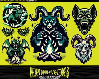 The Beast Vector Set | 6 Dark & Sinister Creatures | Royalty-Free, High-Quality Vectors