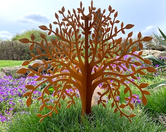 LB H&F Gartenstecker LEBENSBAUM 2tlg. 3D Baum 40x38cm zum stecken Gartendeko Deko Dekoration aus 2 Steckelementen Metall Rost Edelrost
