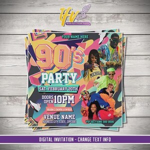 90s Birthday Invitation, 90s Invitation, 90s Theme Birthday Invitation, 90s Party Flyer, 90s Theme Party, 90s Party Invitation, Personalized