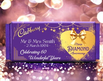 Diamond 60th Wedding Anniversary Personalised Dairy Milk Chocolate Bar