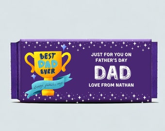 Personalised Father's Day Cadbury Chocolate Bar Wrapper - Custom Dairy Milk, Fruit & Nut, Wholenut Gift